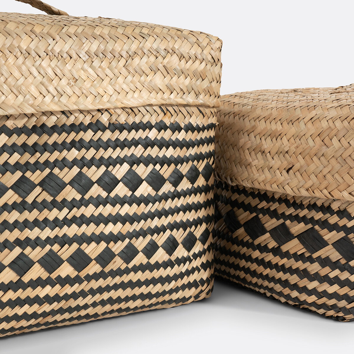 Lot 2 paniers, Kotak naturel/noir, LA REDOUTE INTERIEURS