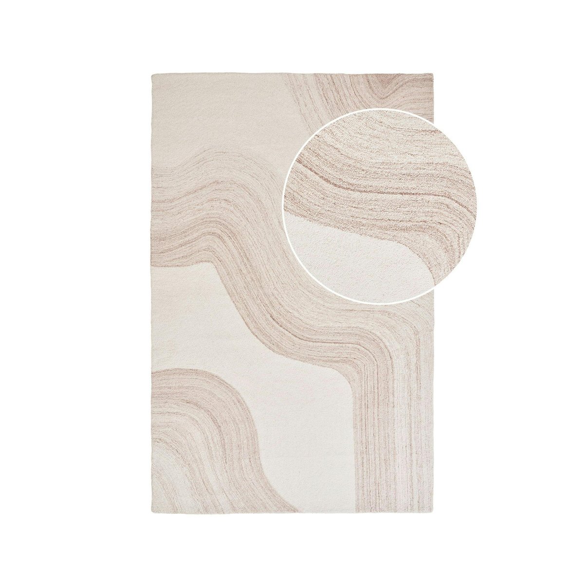 Tapis moderne tufté main motif vague FEZ crème, PIER IMPORT
