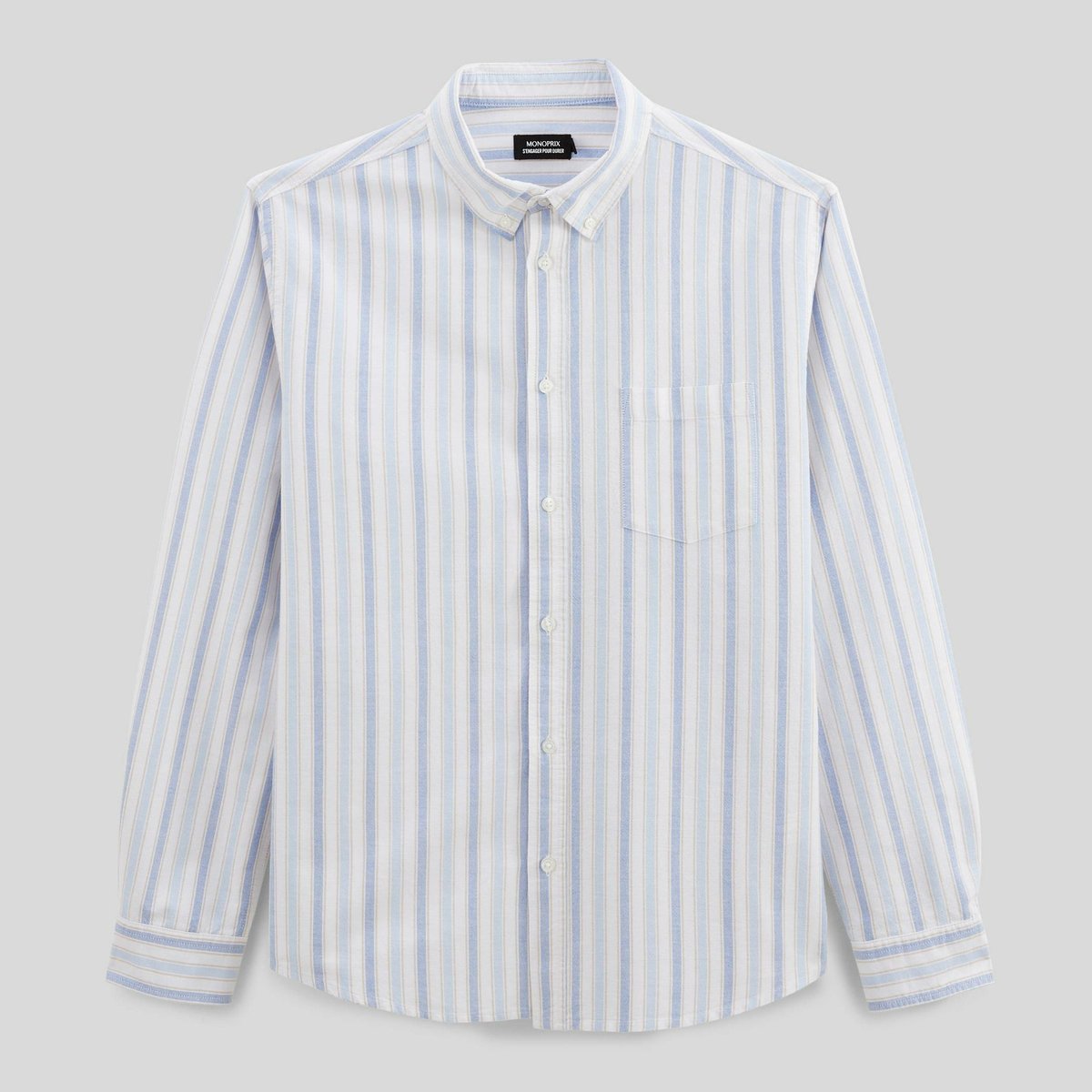 Chemise oxford rayée en coton BIO GOTS campanule, MONOPRIX