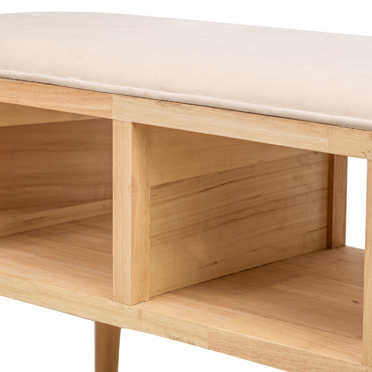 Banc avec rangement, rotin et velours, ISUMI beige, NORDLYS