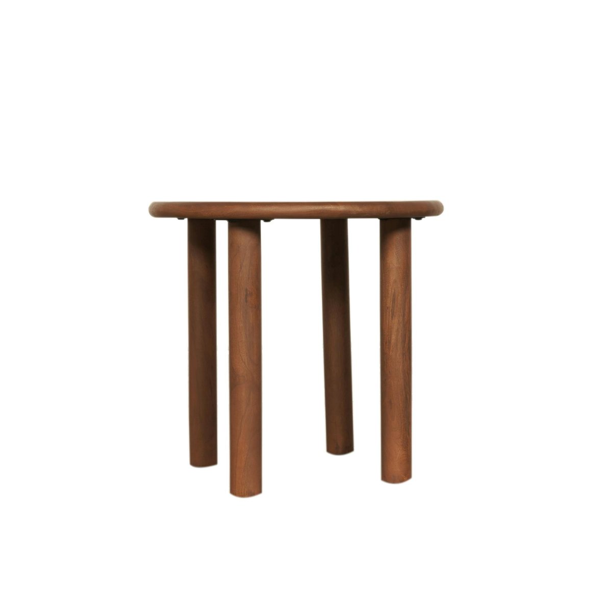 Bout de canapé rond en bois foncé à 4 pieds ALMA marron, PIER IMPORT