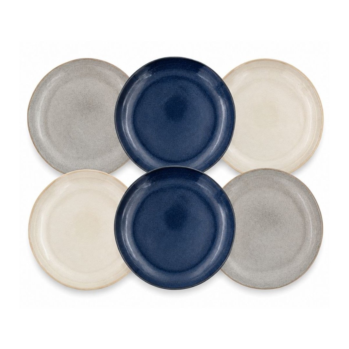 Lot de 6 grandes assiettes, OIA bleu, ARTIME