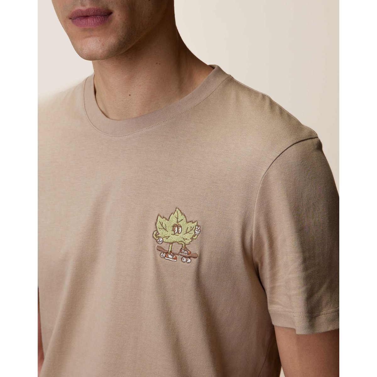 T-shirt en maille beige foncé, FAGUO