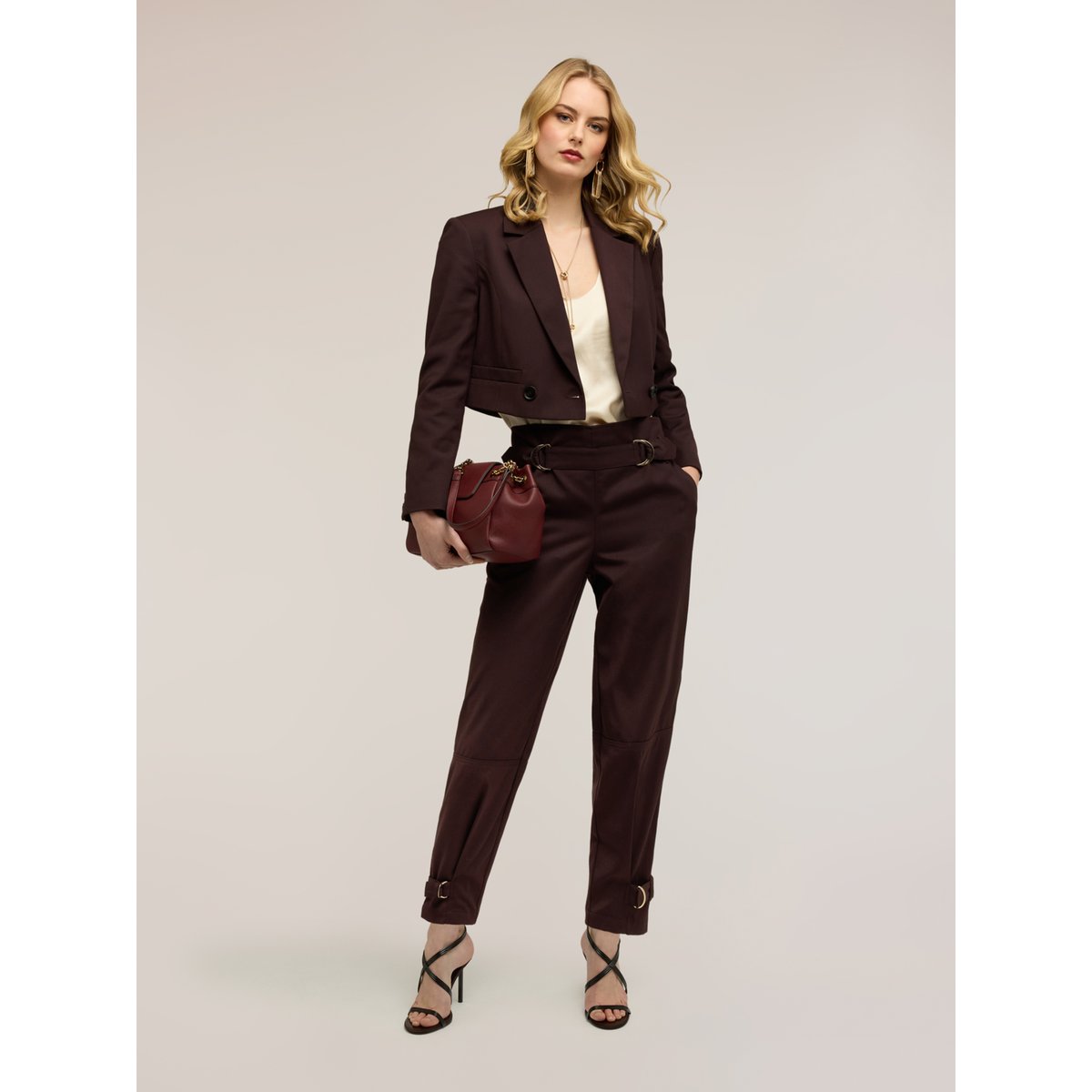 Pantalon avec ceintures marron, MOTIVI