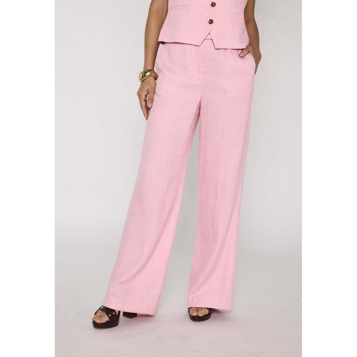 Pantalon de tailleur taille haute LAYLA rose, Maison 123