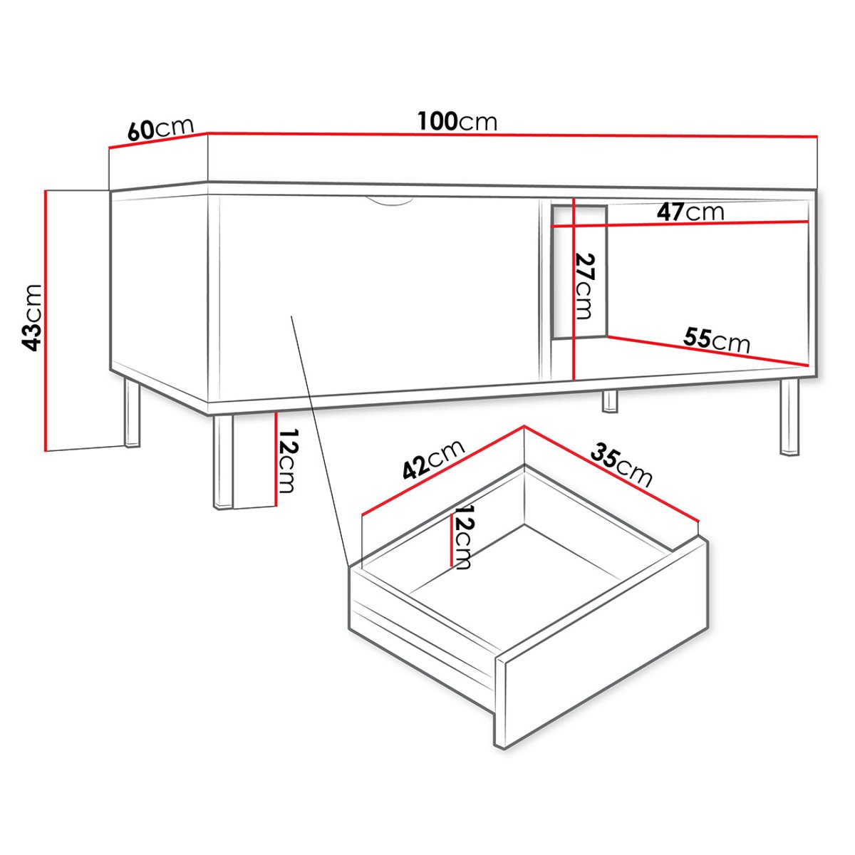 Table basse - HOPE blanc / doré, BEST MOBILIER