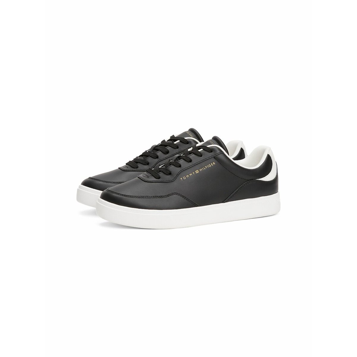 Casual Cupsole Leather Trainers black, TOMMY HILFIGER