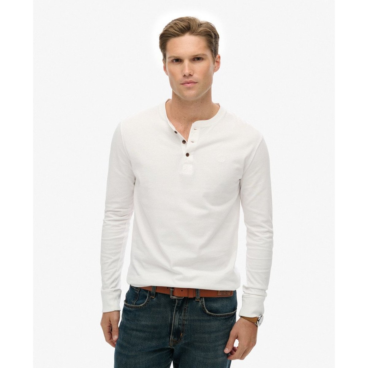 T-shirt Henley Classic Essential optic, SUPERDRY