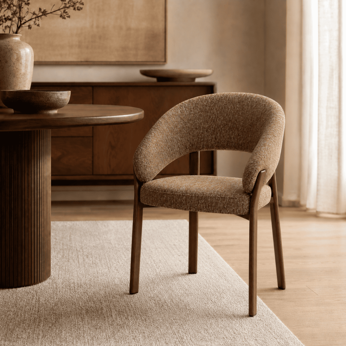 Lot de 2 chaises pieds métal effet noyer - LARA marron, CALICOSY