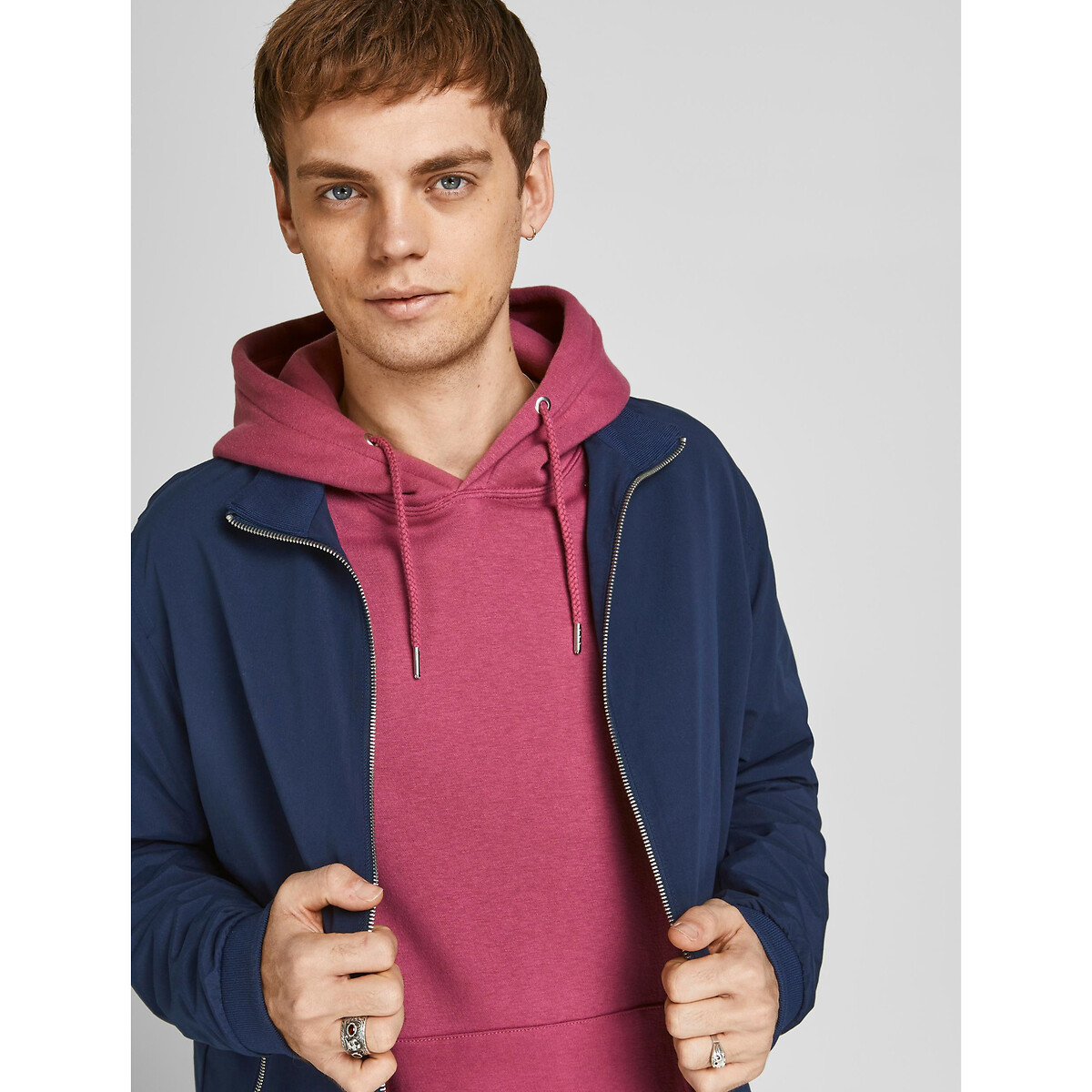 Blouson zippé Harrington Rush bleu marine, JACK & JONES