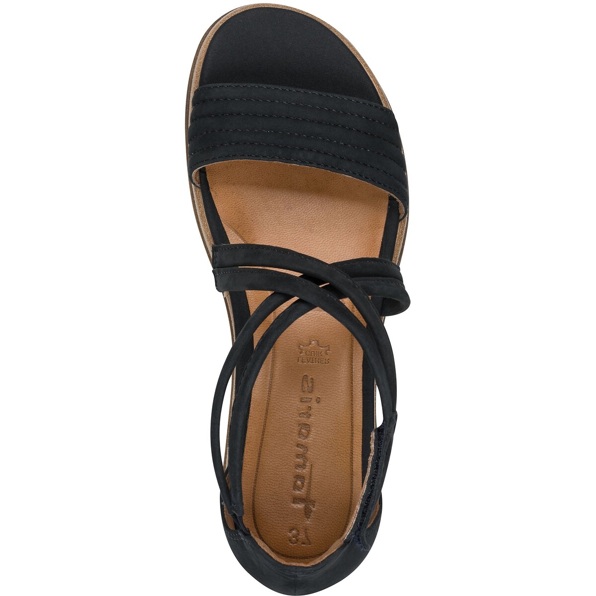 Leren sandalen met sleehak, gesloten hiel marineblauw, TAMARIS
