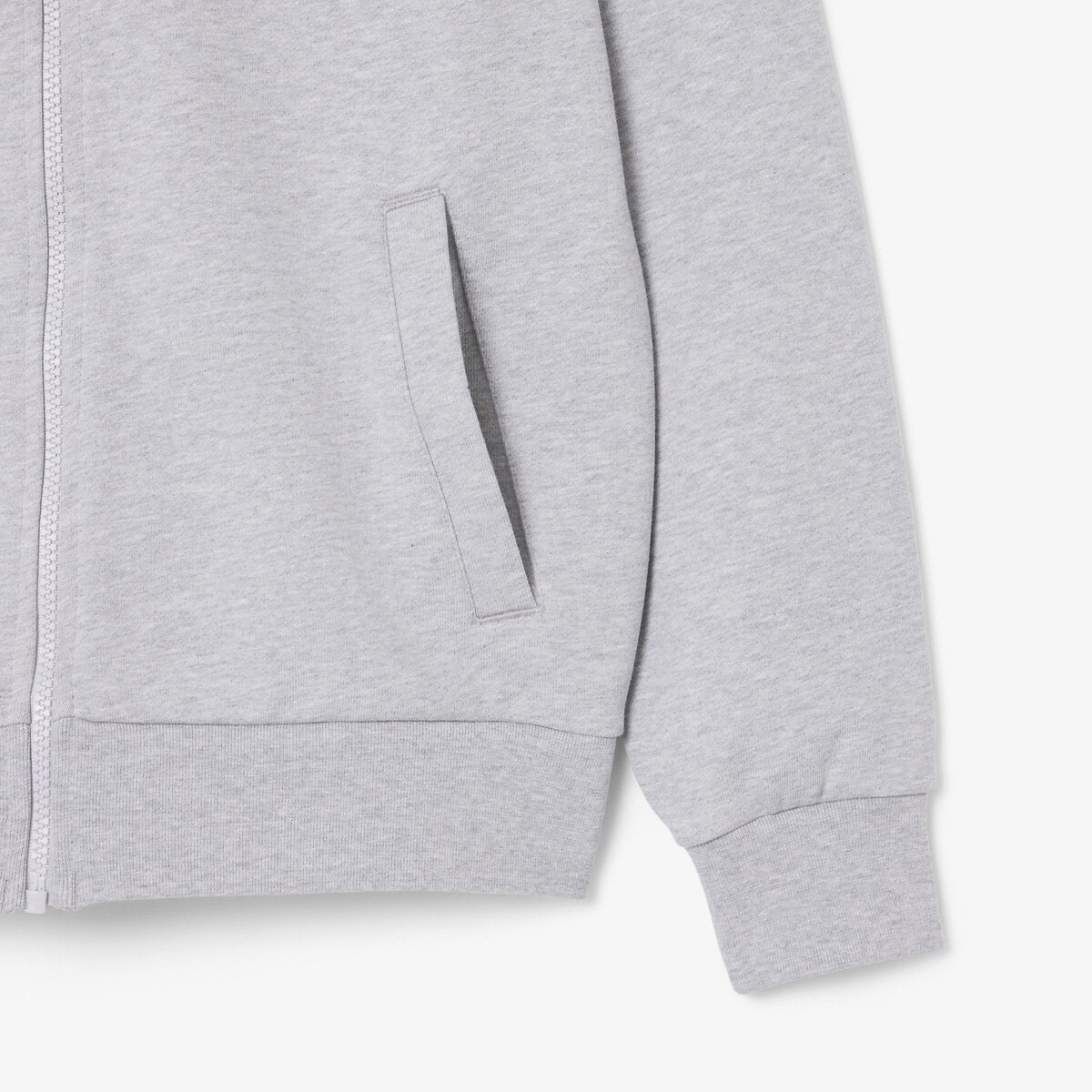 Sweat zippé à capuche gris chiné, LACOSTE