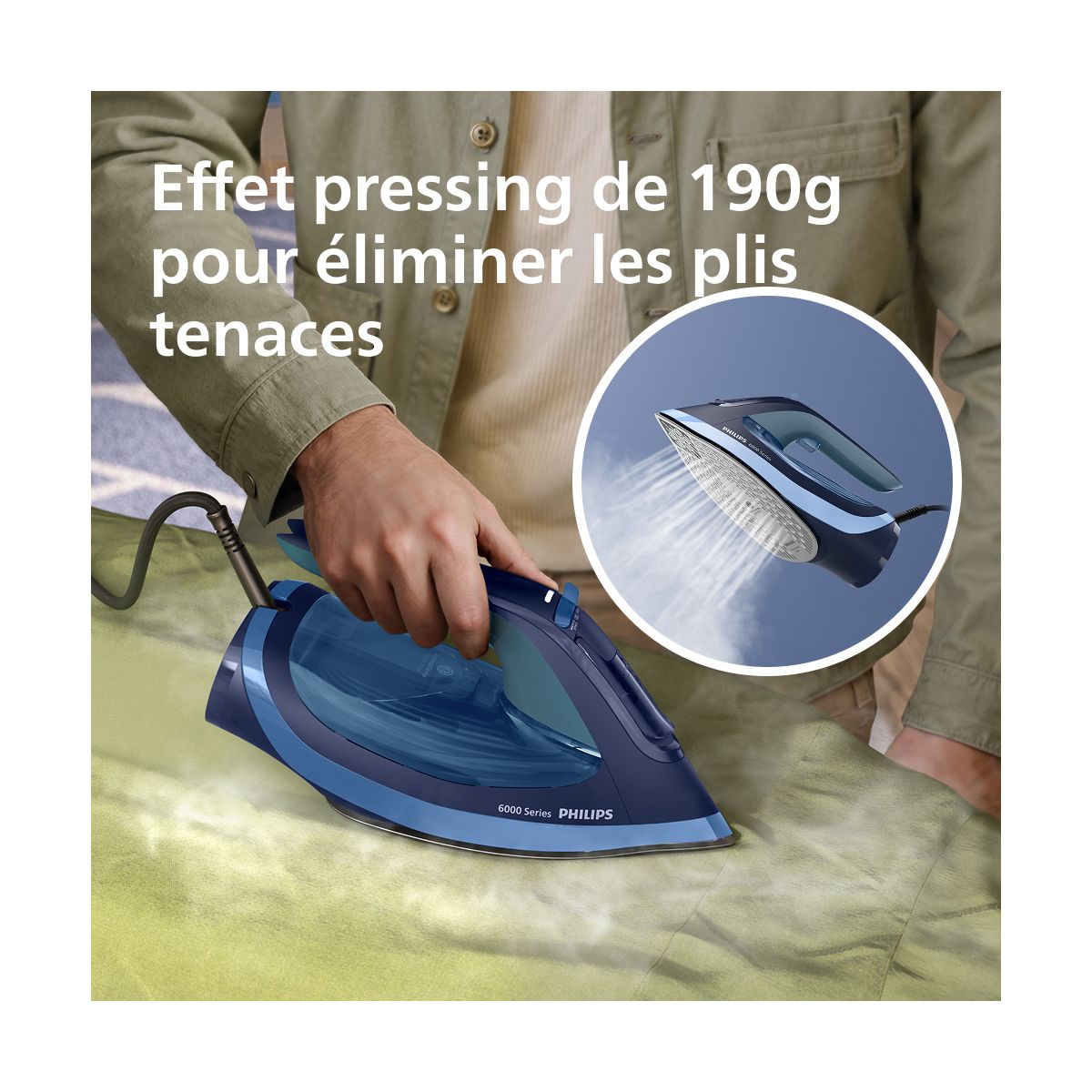 Fer à repasser DST6120/20 fer à vapeur Série 6000 Bleu/Noir, 2600W couleur unique, PHILIPS