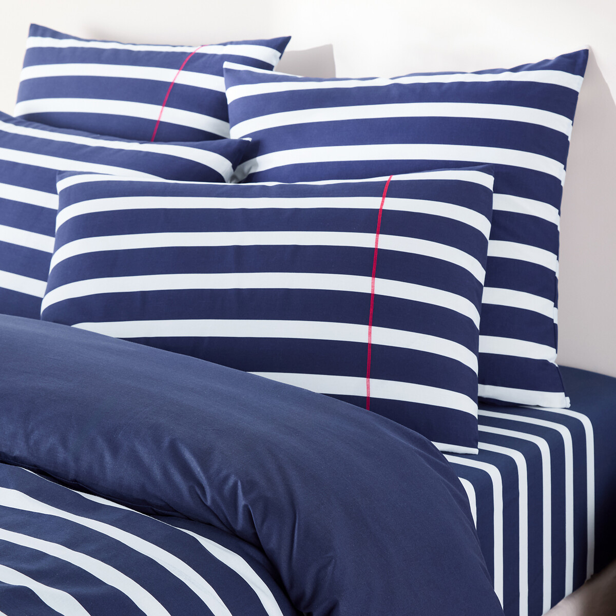Malo Striped Cotton Fitted Sheet navy/white, LA REDOUTE INTERIEURS
