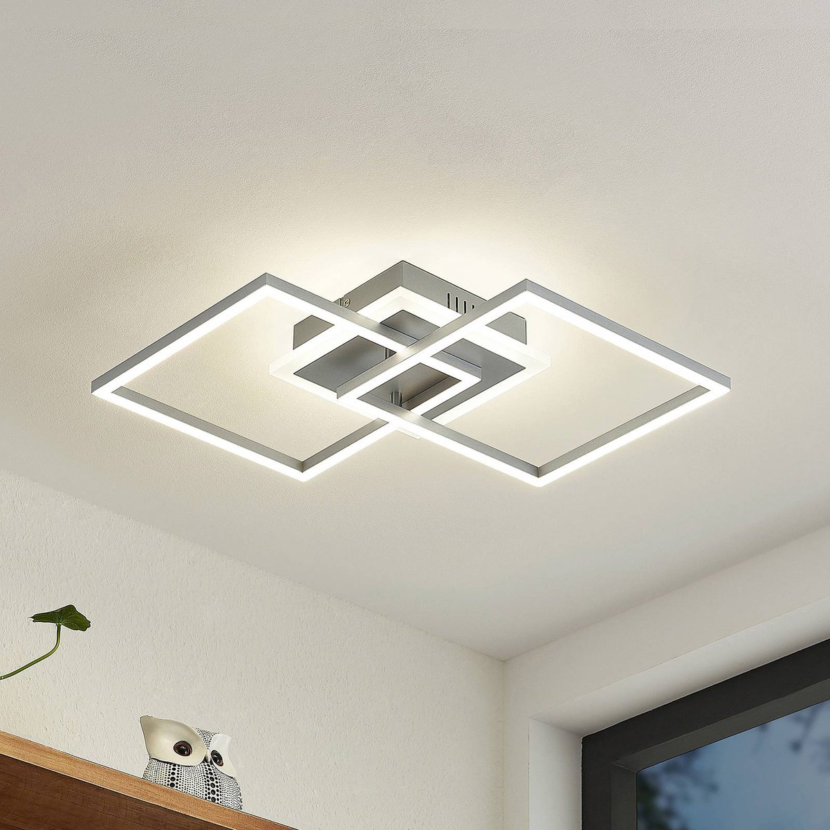 Plafonnier en aluminium moderneLED, Fjardo argent, LINDBY