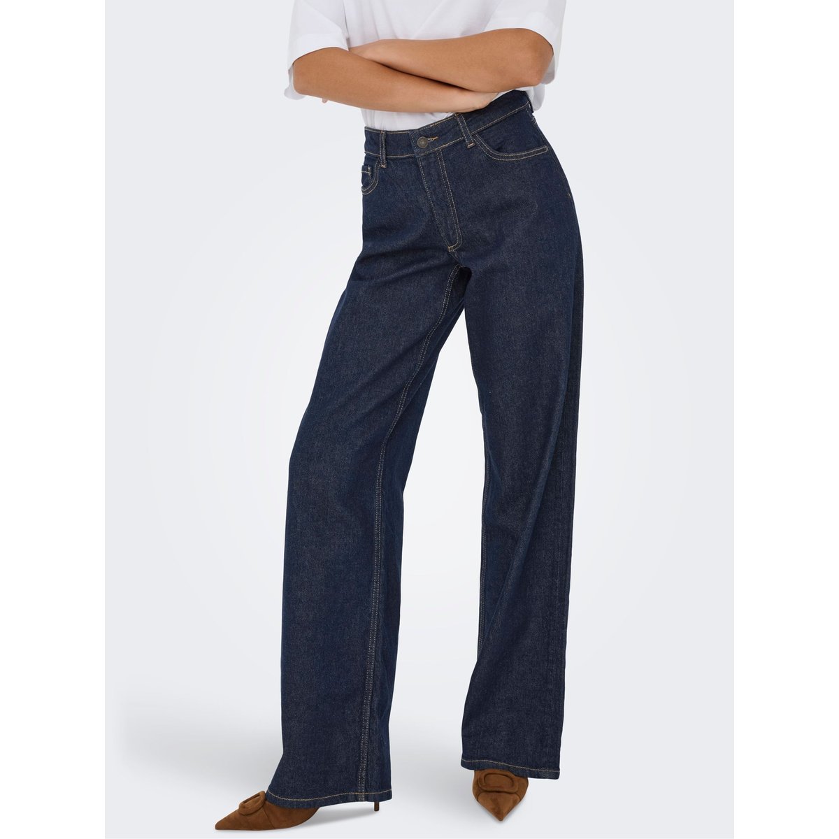 Jean À Jambe Large dark blue denim, JDY