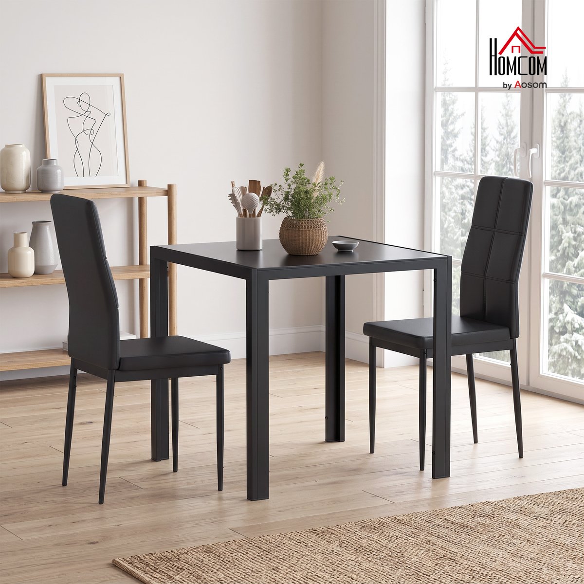 Ensemble de table à manger Métal Noir noir, HOMCOM