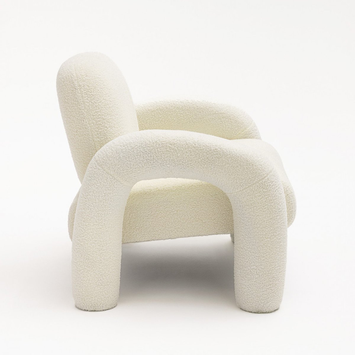 Fauteuil en tissu bouclette- MIO blanc, DRAWER