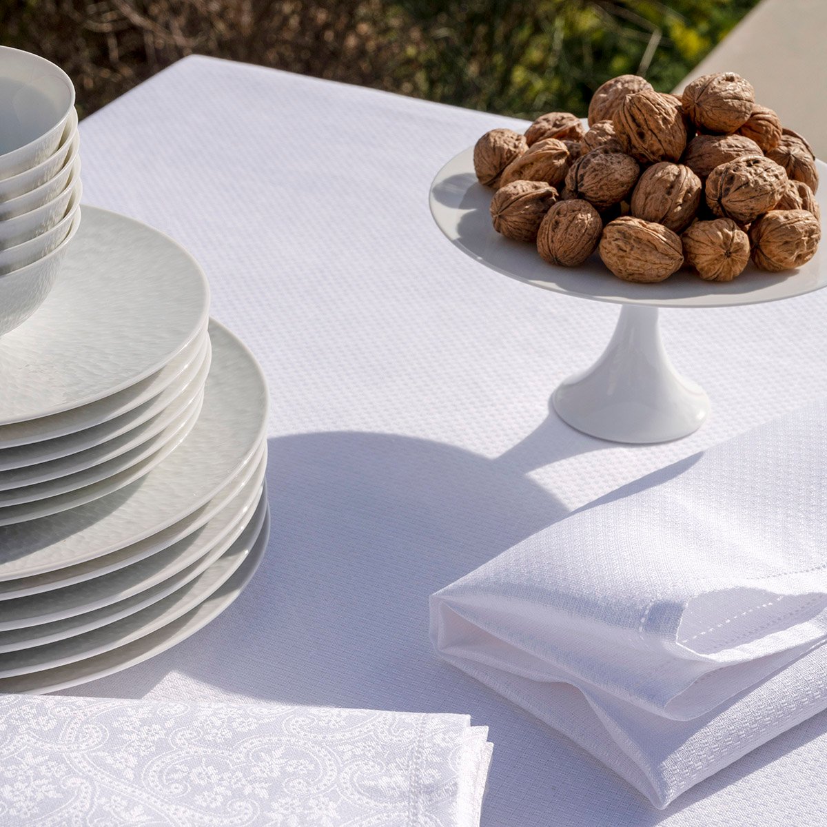 Nappe en Lin, PORTOFINO bianco, LE JACQUARD FRANCAIS