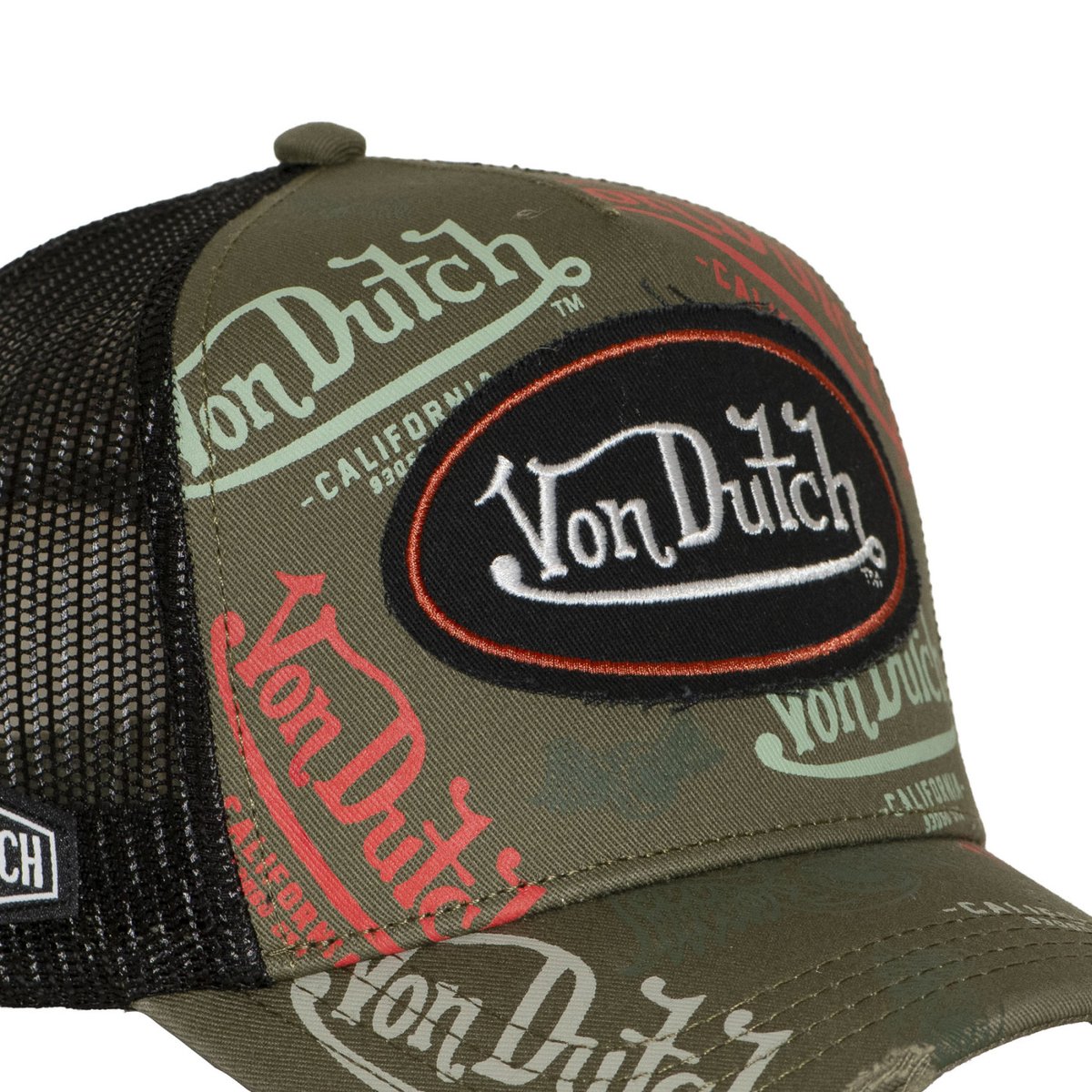 Casquette Trucker Cafe kaki/rouge/vert/noir, VON DUTCH