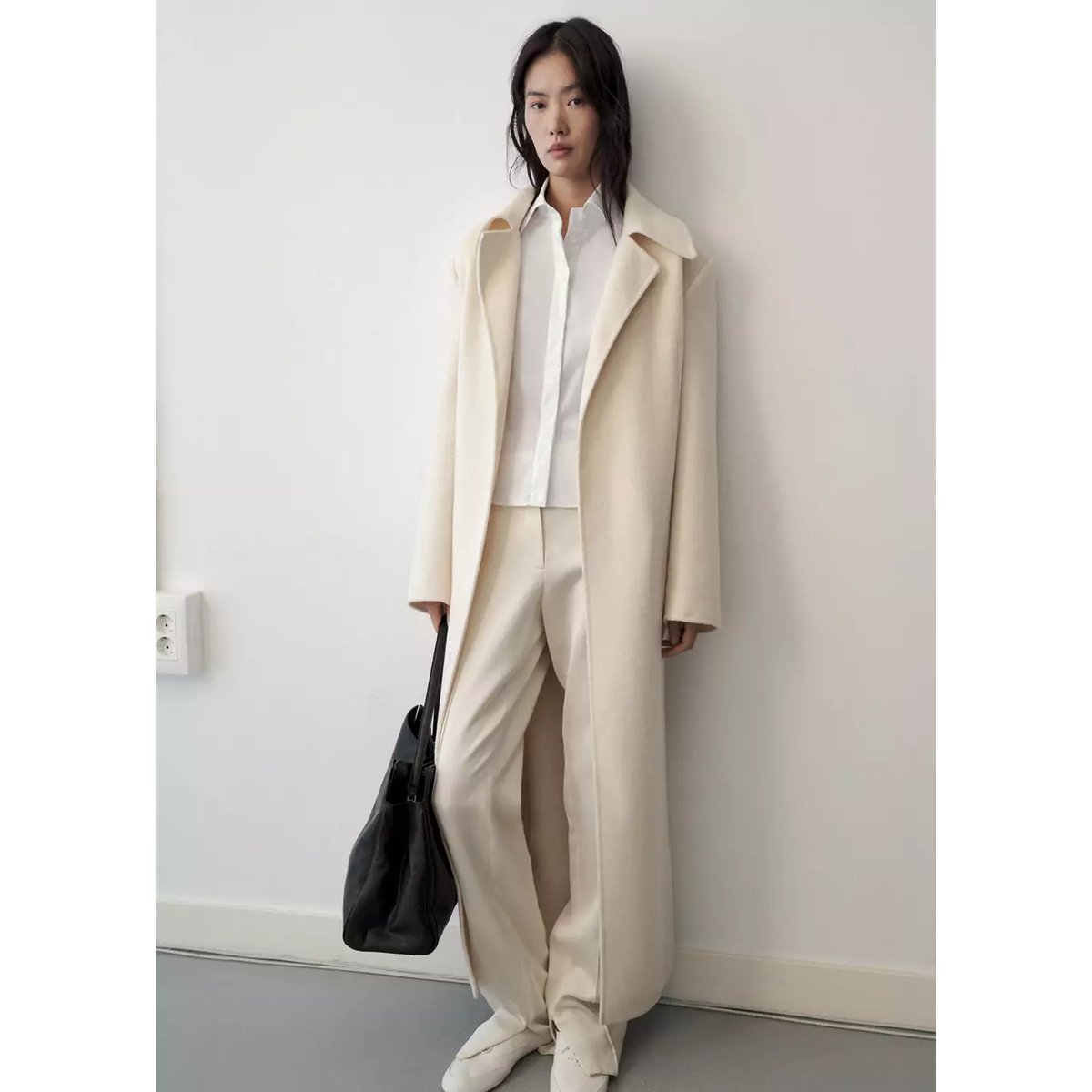 Chemise popeline courte blanc, MANGO