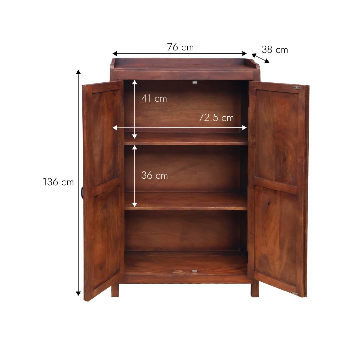 Armoire 2 portes en bois de manguier ARNO bois foncé, MADE IN MEUBLES