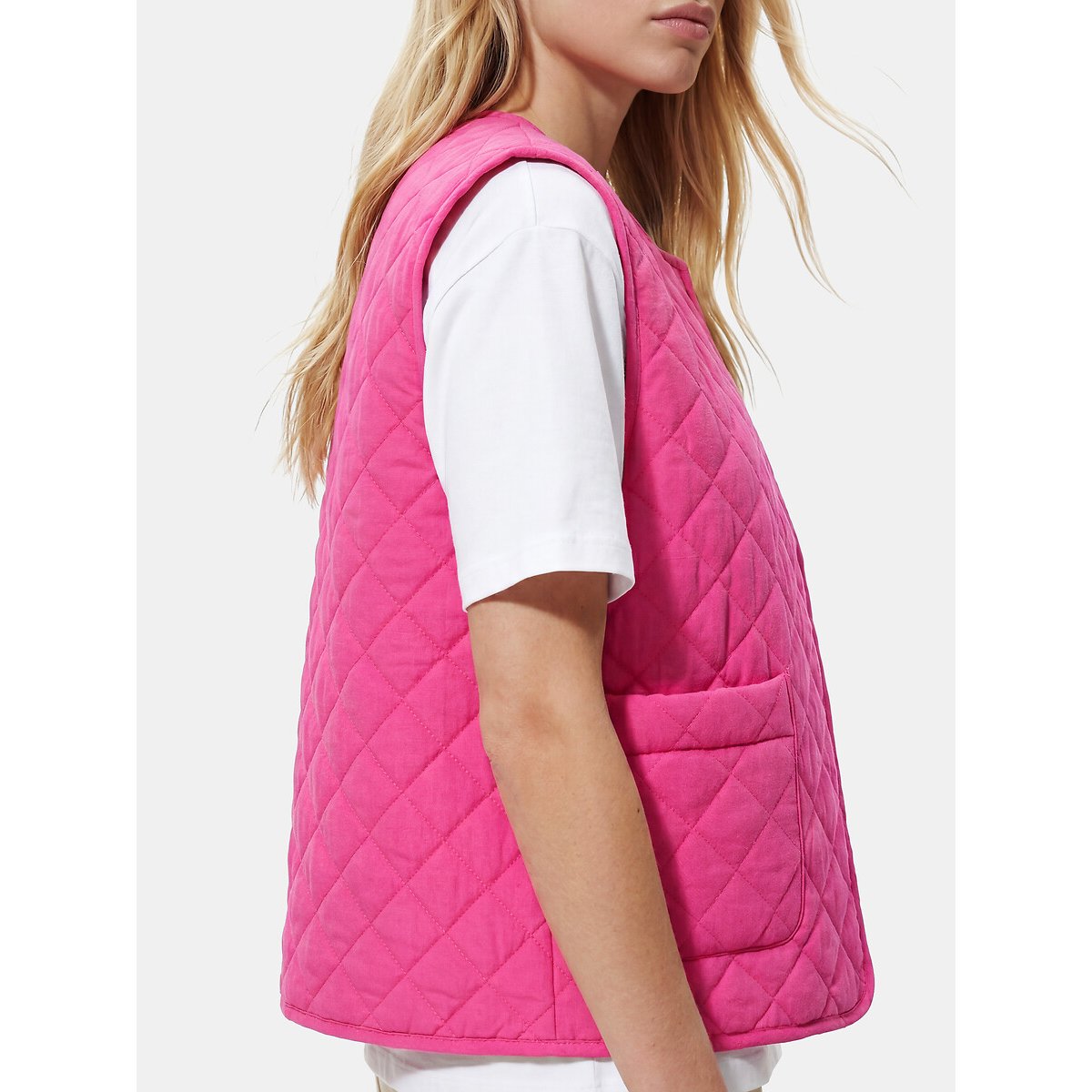Veste sans manches matelassée rose fuchsia, PIECES