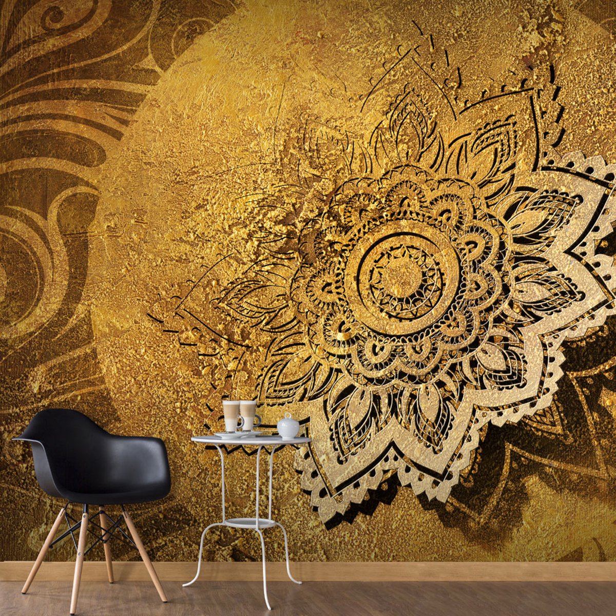 Papier peint intissé panoramique Orient Golden Illumination jaune / doré, EDEN