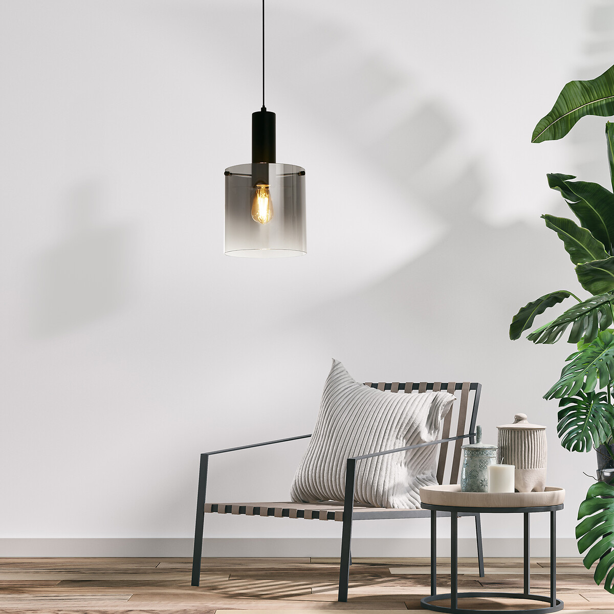 Soka Glass Pendant Light in Smoked Ombre black, SO'HOME
