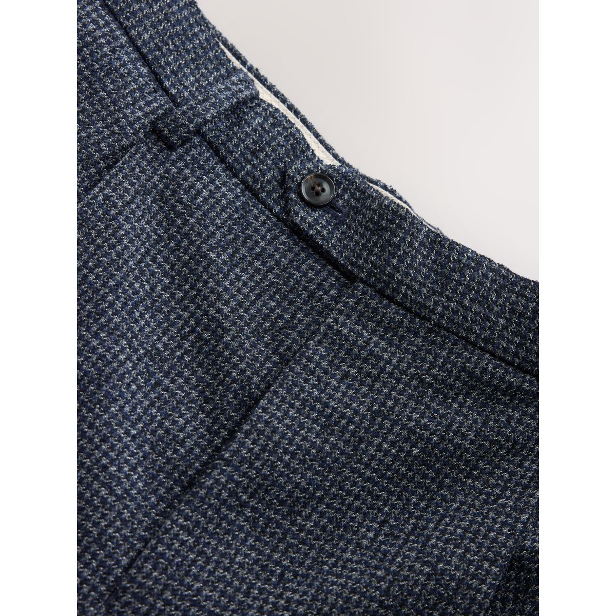 Pantalon de costume ajusté pied-de-poule bleu marine, NEXT