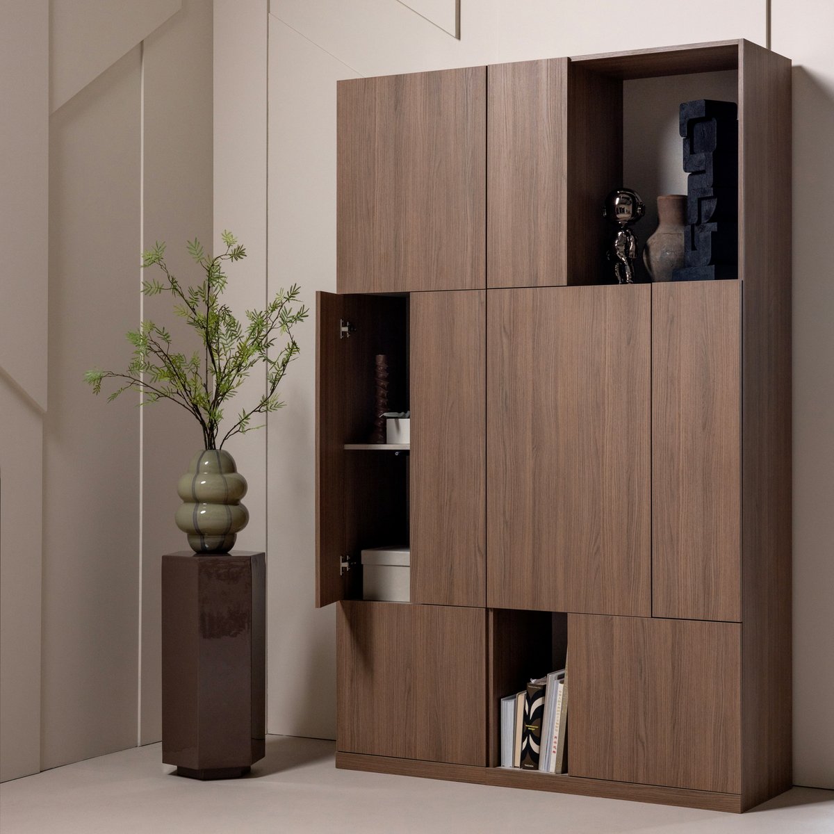 Armoire étroite en décor chêne BUILD brun, WOOOD