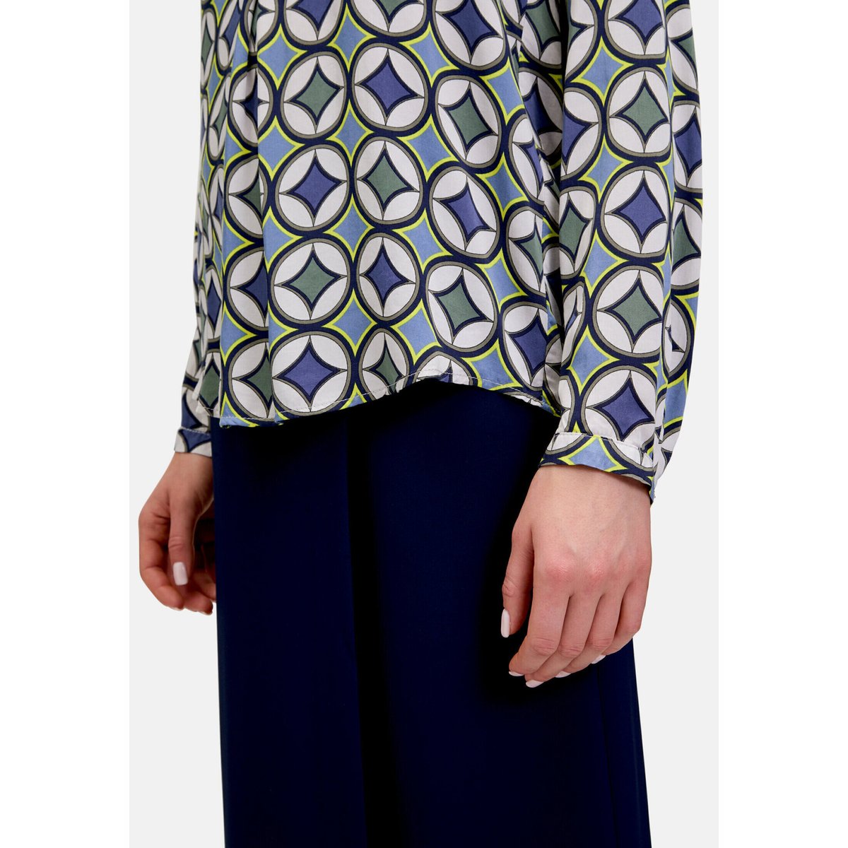 Blouse casual à boutons bleu/vert, CARTOON