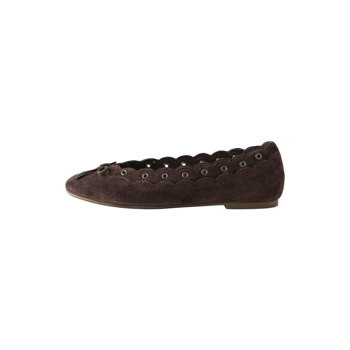 Ballerines festonnées en cuir forever comfort marron chocolat, NEXT