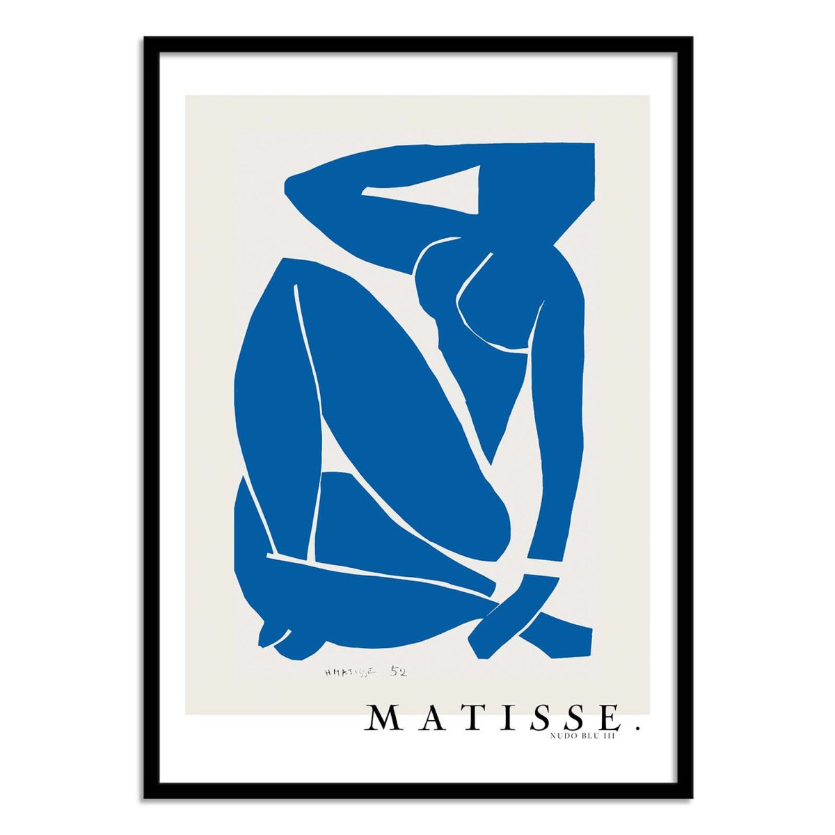 Affiche d'art - Nudo Blu III 1952 Boarder - Henri Matisse couleur unique, WALL EDITIONS