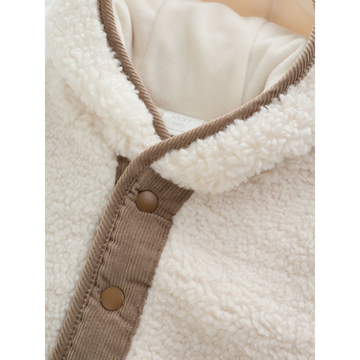 Veste à capuche bébé imitation peau de mouton crème, NEXT