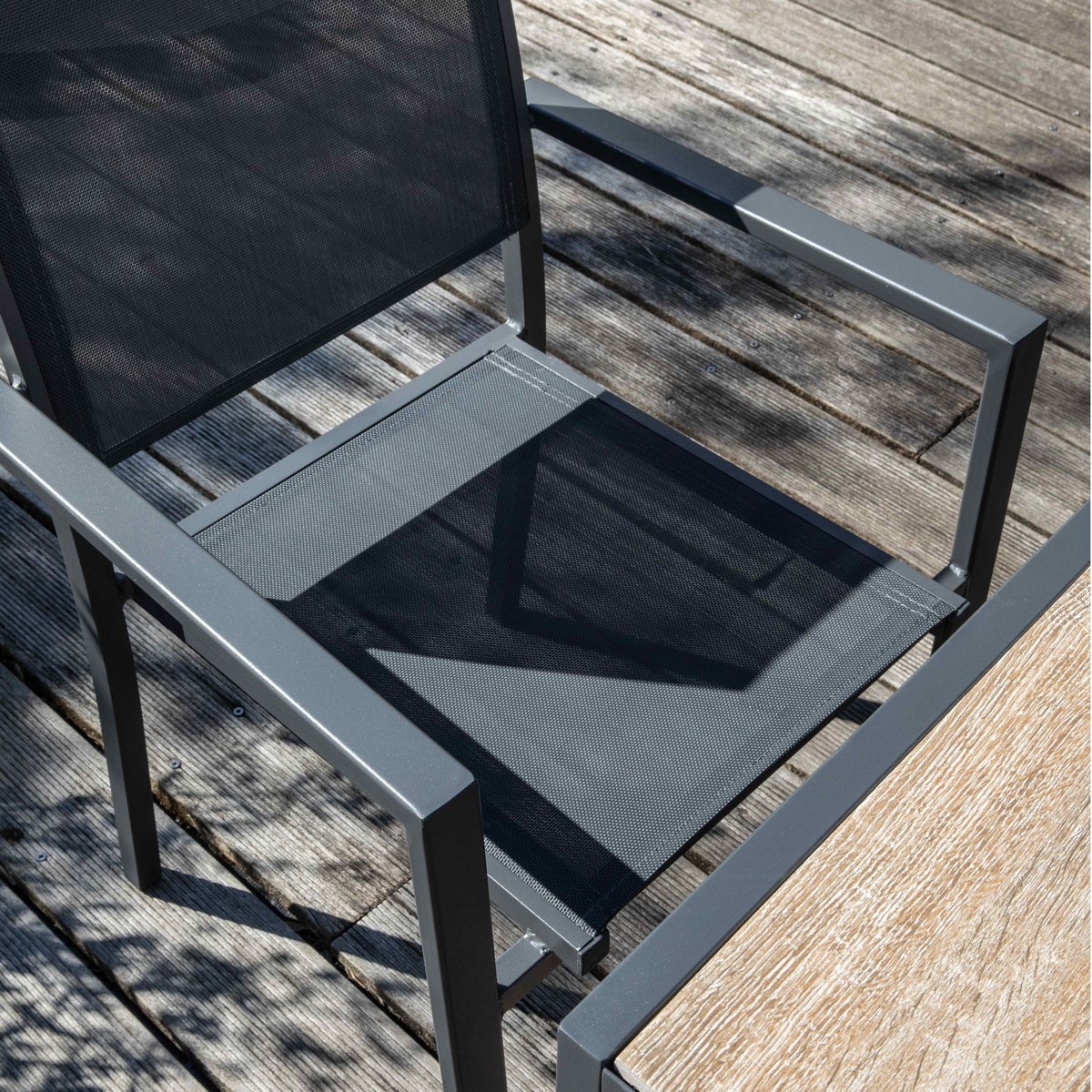 Salon de jardin table et 6 chaises céramique bois, TIVOLI bois, OVIALA