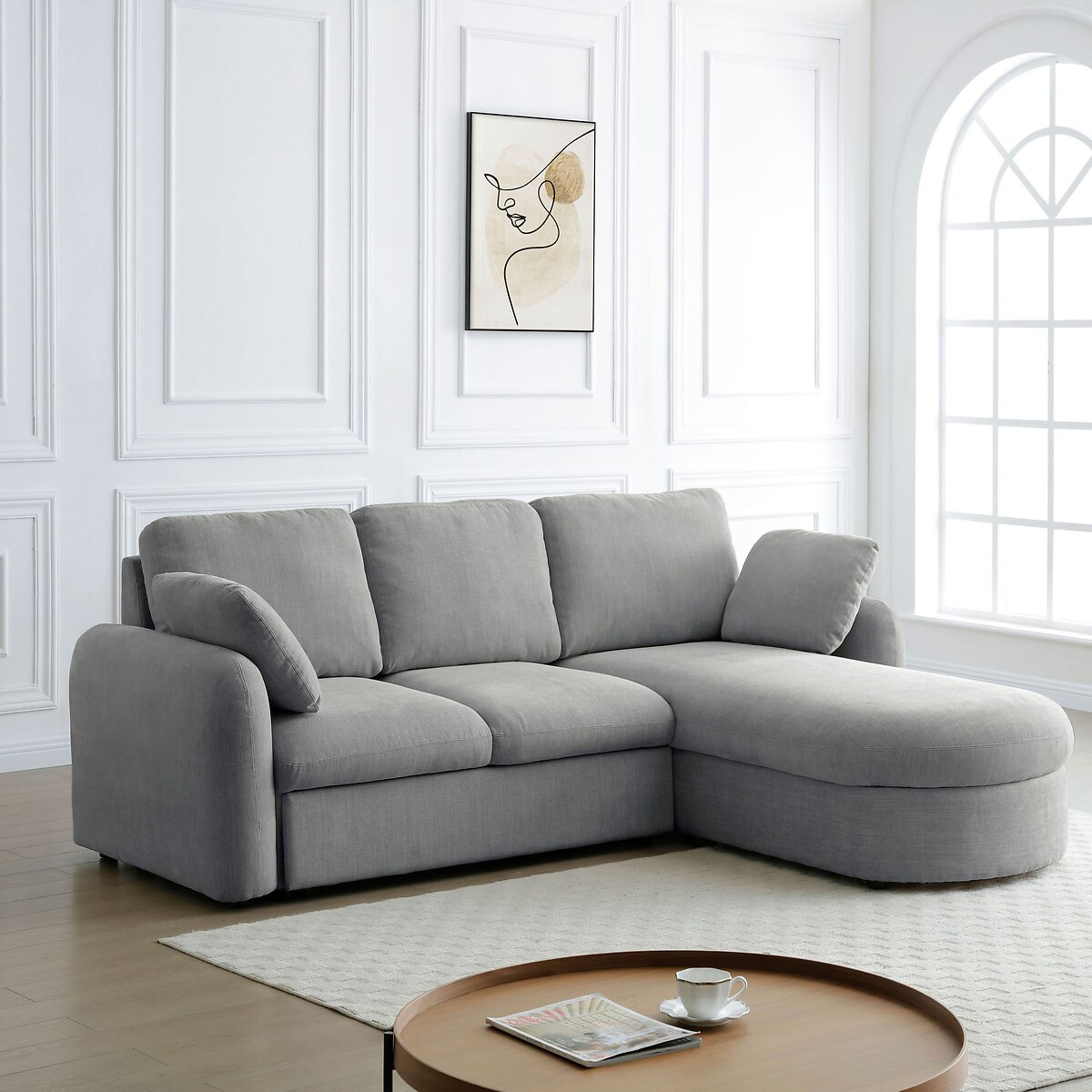 Monroe Curved Chaise Sofabed grey, ÉDITÉ