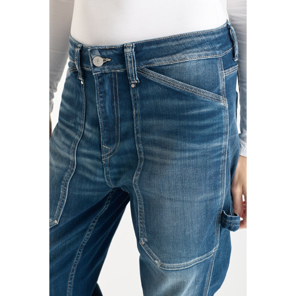 Jeans loose, large 400/60 girlfriend , 7/8ème blue, LE TEMPS DES CERISES