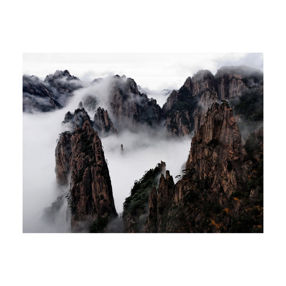 Papier peint intissé panoramique Paysage Mer de nuages, Monts Huang Shan, Chine noir, EDEN