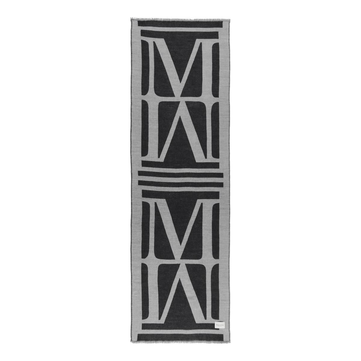 Écharpe jacquard en mélange de laine vierge et de viscose noir, MARC O'POLO