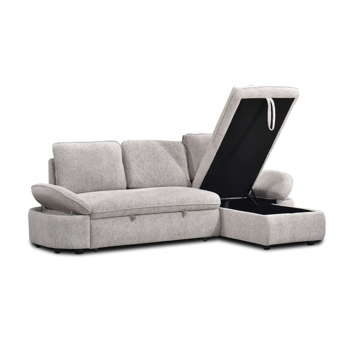 Canapé d'angle convertible tissu LORMA beige, BAÏTA