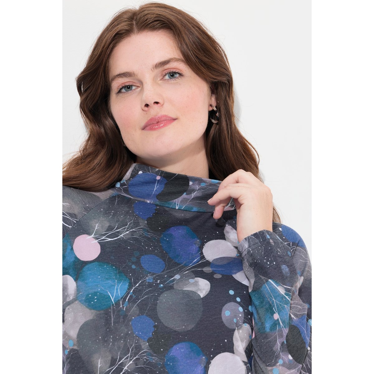 T-shirt long en coton bio marine, ULLA POPKEN