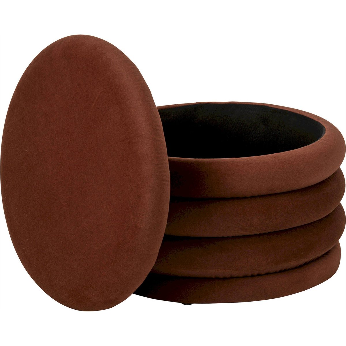 Pouf rond en tissu avec rangement rouille, RECOLLECTION