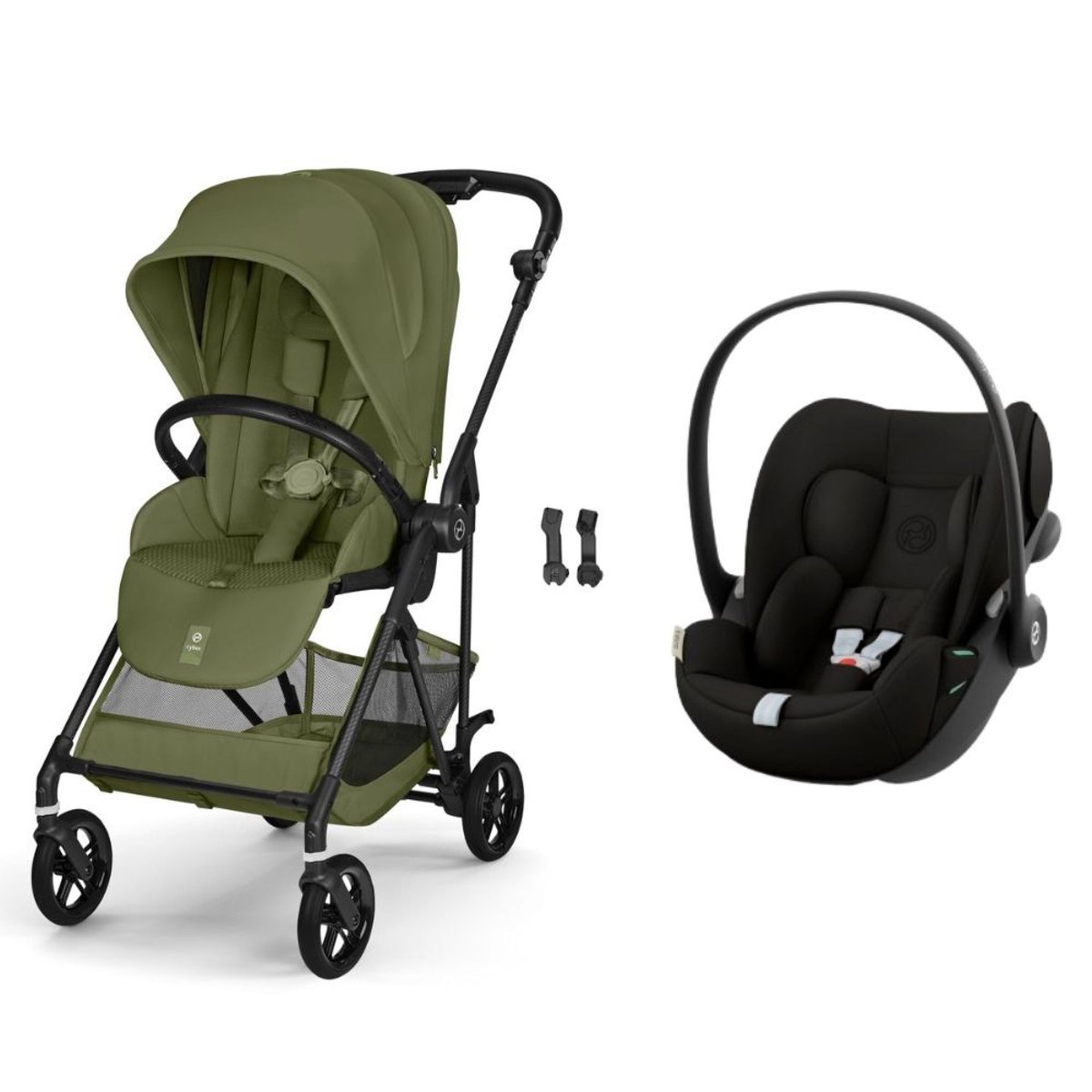 Pack poussette duo Melio Carbon 6 + siège auto Cloud G i-Size vert moss green, CYBEX