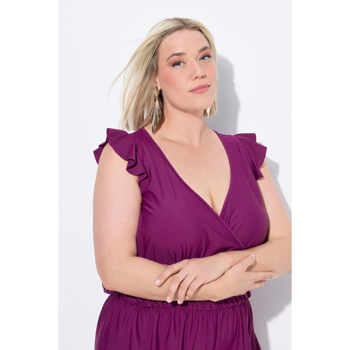 Robe de bain avec short. Bonnets souples rose vif baies, ULLA POPKEN
