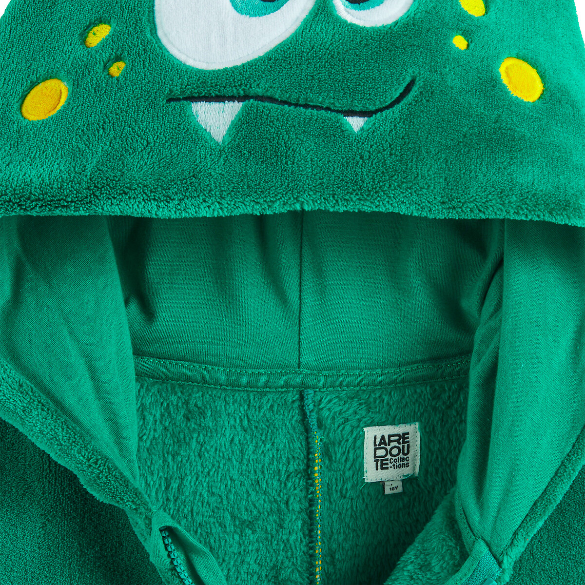 Macacão com capuz, em felpa, com padrão de monstros verde, LA REDOUTE COLLECTIONS