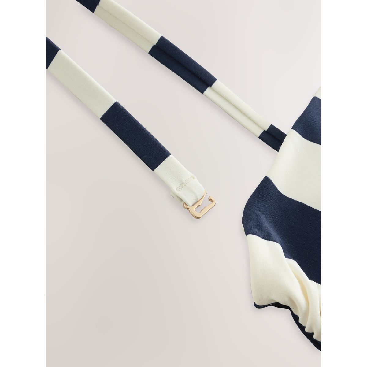 Maillot de bain bandeau gainant avec ceinture rayures marine/crème, NEXT