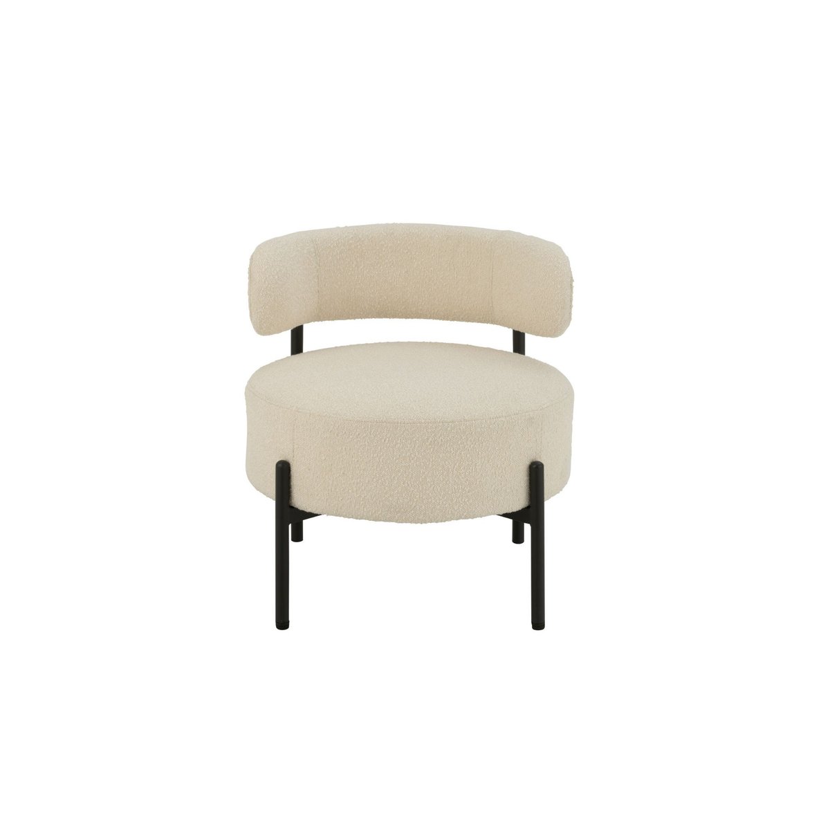 Fauteuil lounge en métal noir et bouclette - GERDA blanc, HELLIN, DEPUIS 1862
