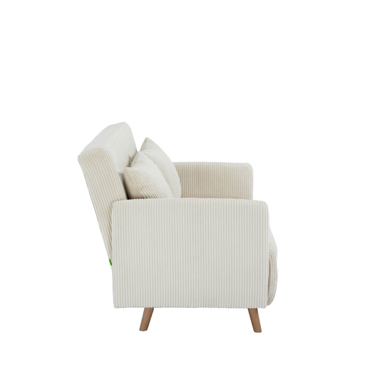 Canapé convertible 2 places en velours côtelé pieds bois clair- BELUSHI beige, DRAWER