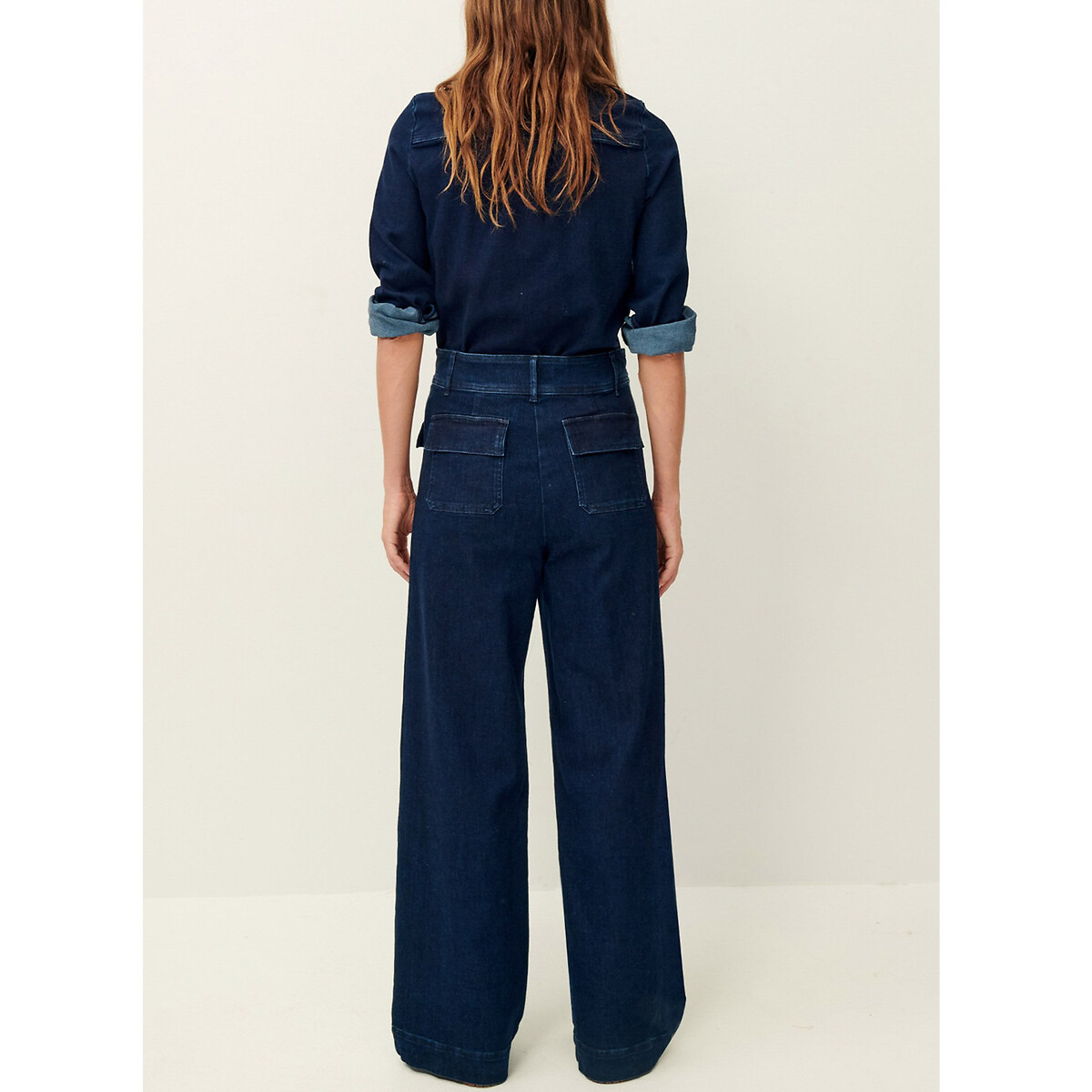 Manhattan Wide Leg Trousers with Patch Pockets denim, SESSUN